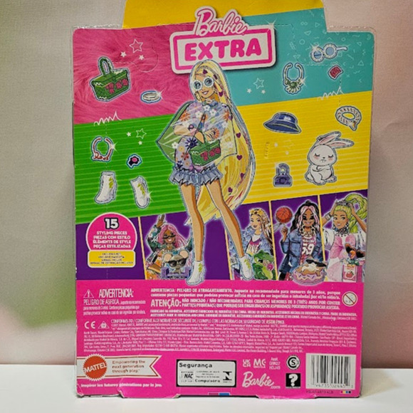 Barbie Extra Doll #12 in Floral 2-Piece Outfit with Pet Bunny NWT - Picture 2 of 8